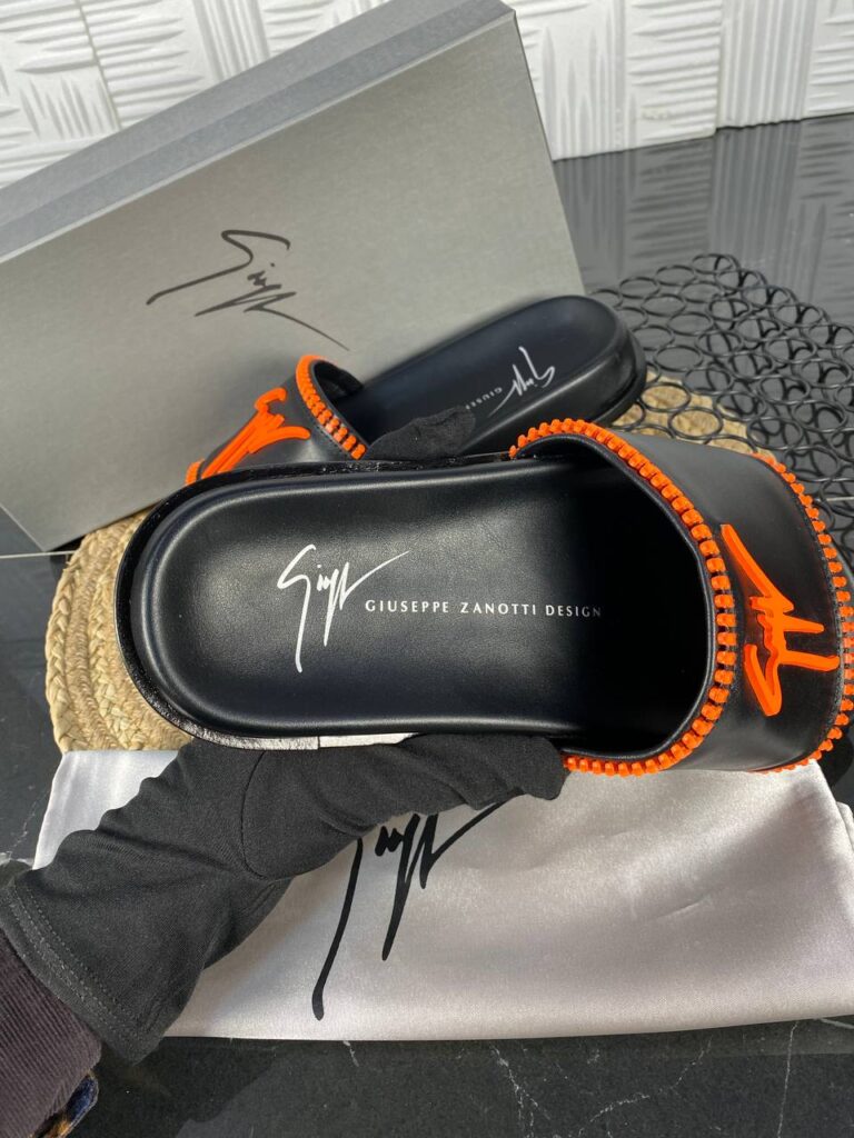 giuseppe zanotti terlik erkek siyah turuncu hakiki deri