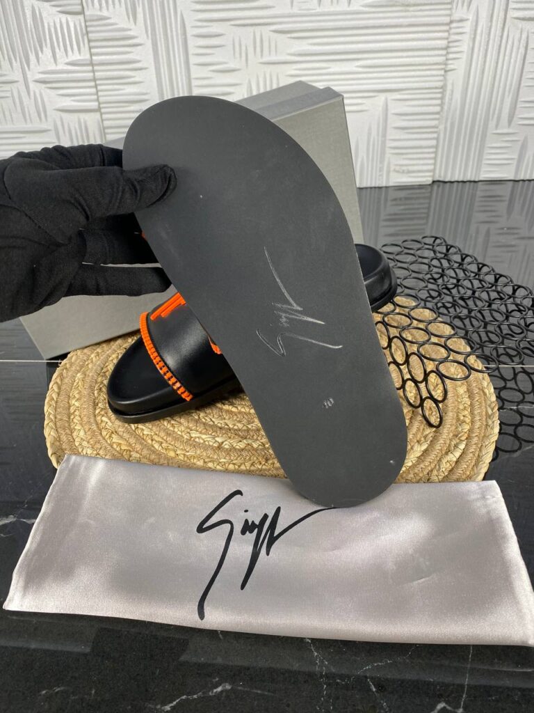 giuseppe zanotti terlik erkek siyah turuncu hakiki deri