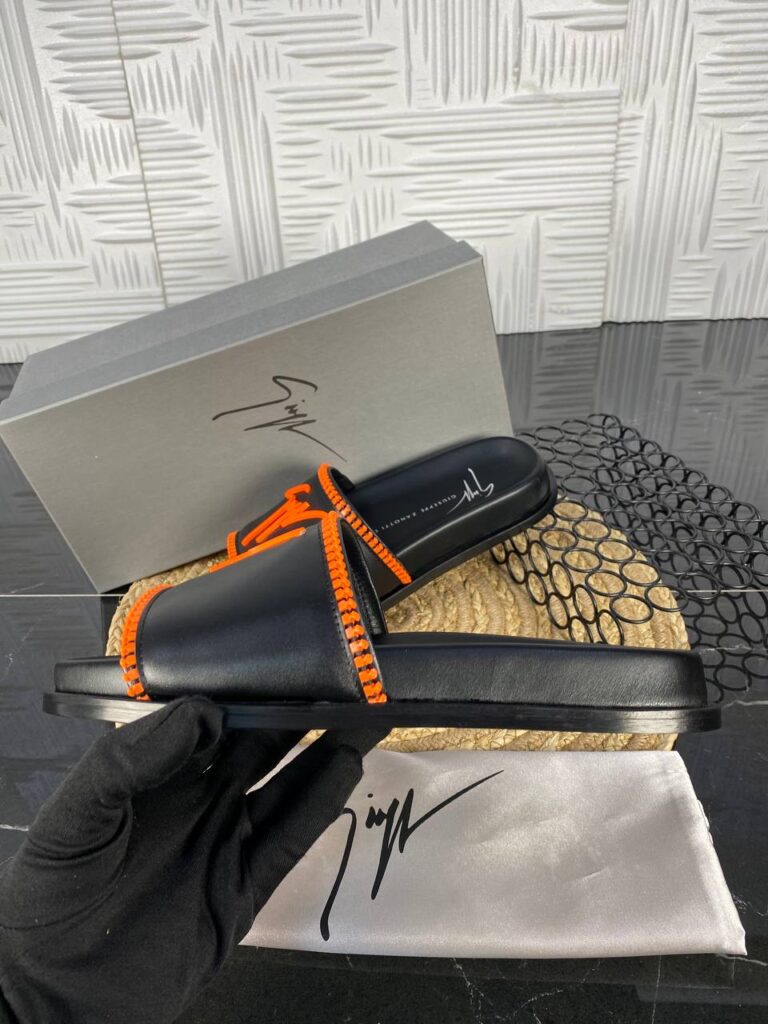 giuseppe zanotti terlik erkek siyah turuncu hakiki deri