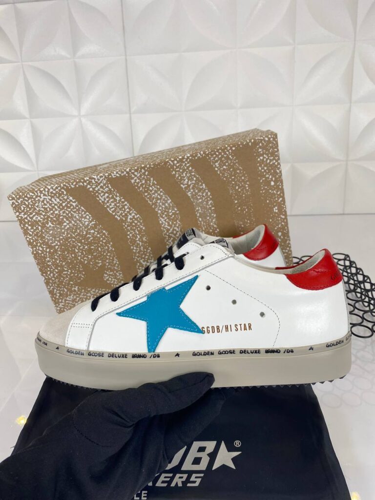 golden goose ayakkabi sneakers erkek beyaz mavi kirmizi ithal