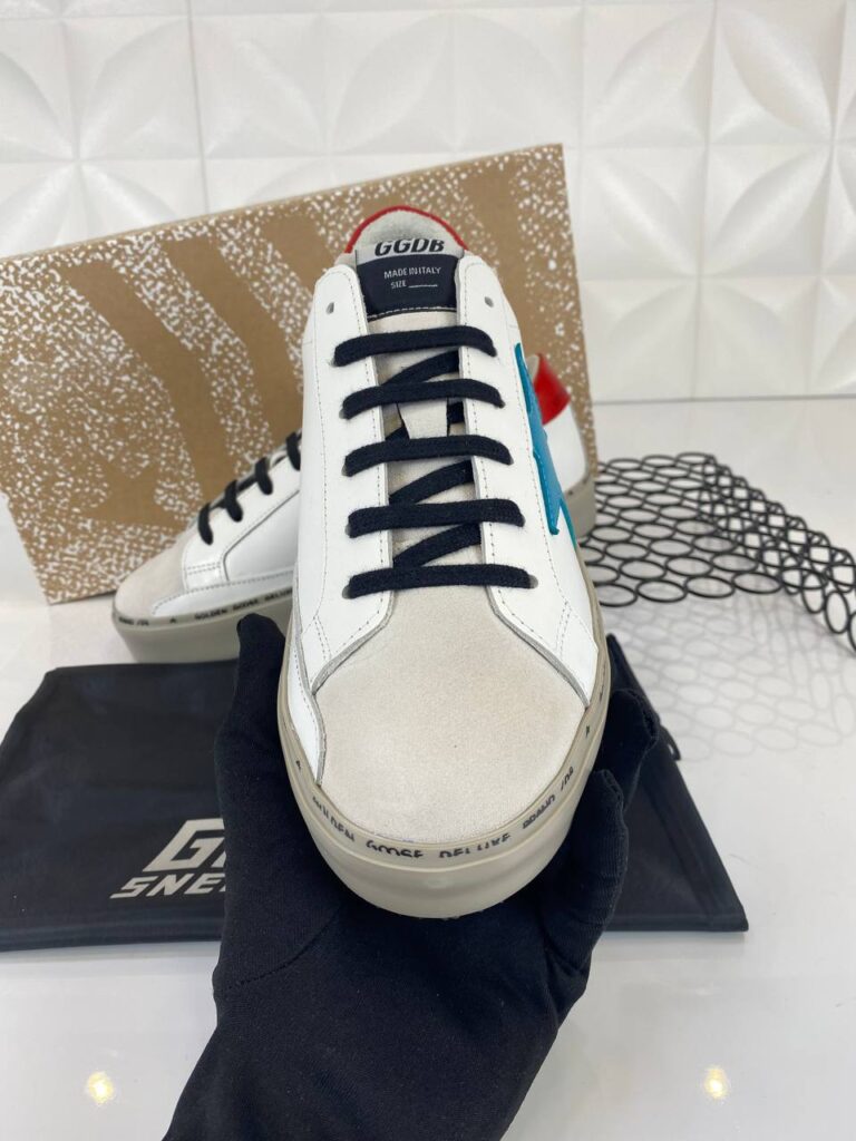 golden goose ayakkabi sneakers erkek beyaz mavi kirmizi ithal