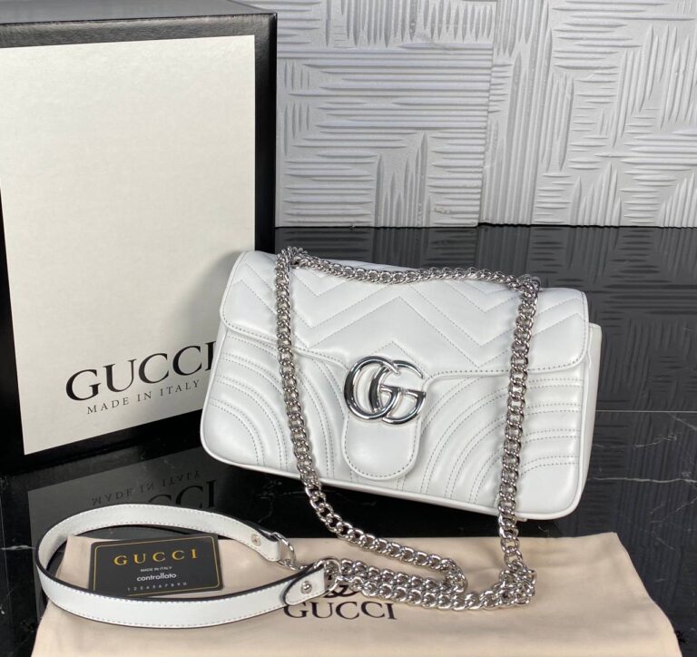 gucci canta marmont beyaz silver 25x17 cm ithal