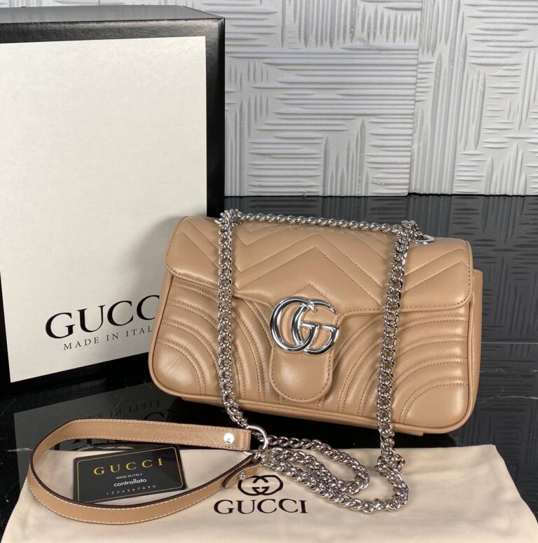 gucci canta marmont camel silver 25x17 cm ithal