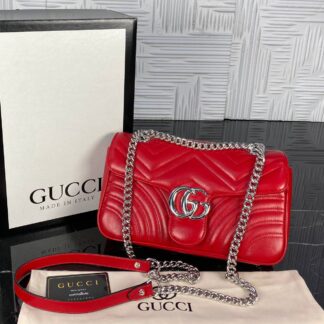gucci canta marmont kirmizi silver 25x17 cm ithal