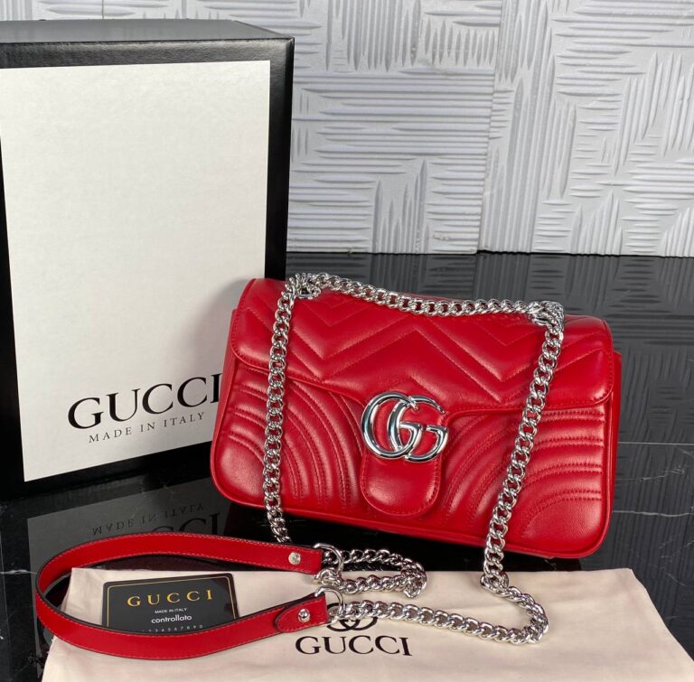 gucci canta marmont kirmizi silver 25x17 cm ithal