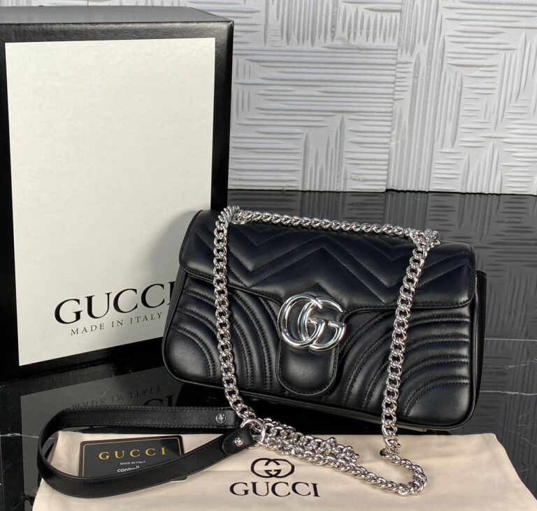 gucci canta marmont siyah silver 25x17 cm ithal