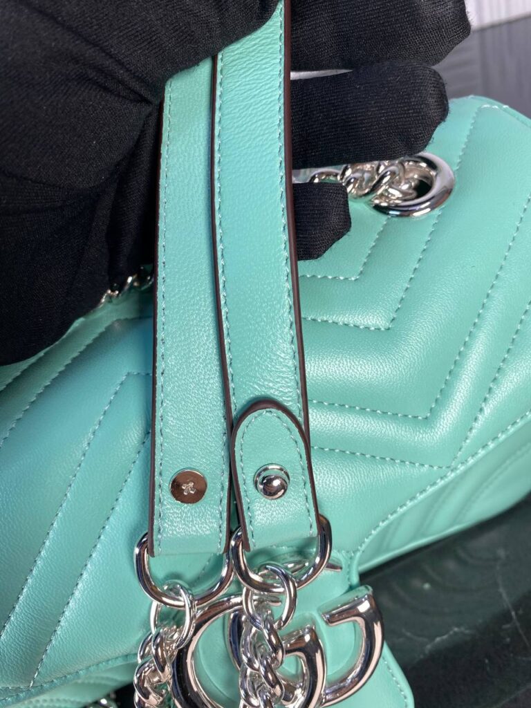 gucci canta marmont turkuaz silver 25x17 cm ithal