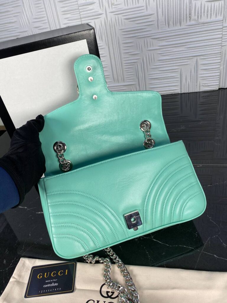 gucci canta marmont turkuaz silver 25x17 cm ithal