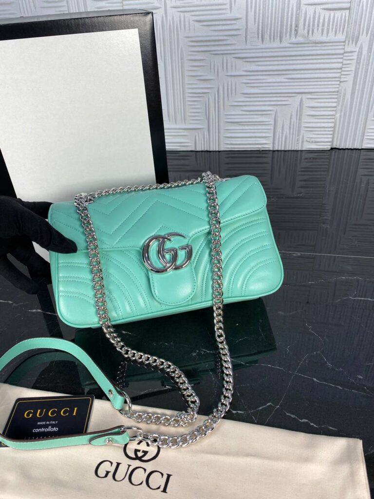 gucci canta marmont turkuaz silver 25x17 cm ithal