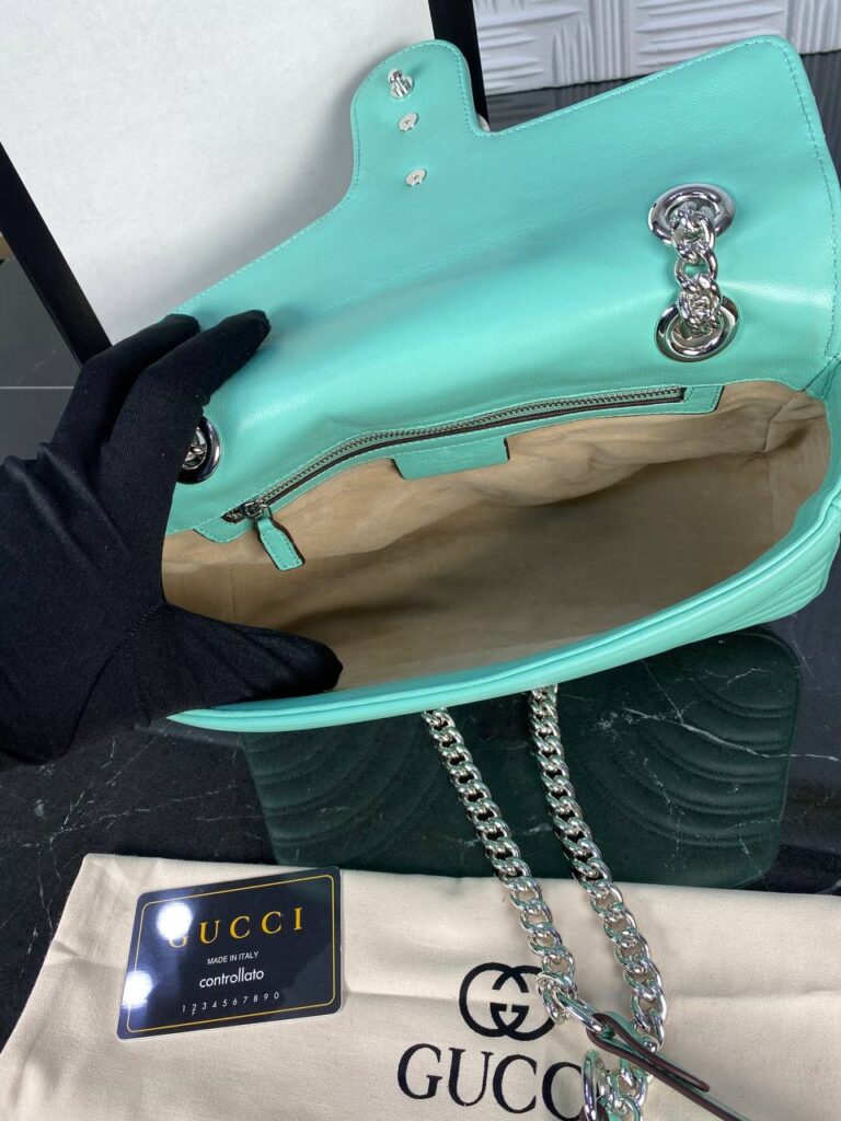 gucci canta marmont turkuaz silver 25x17 cm ithal