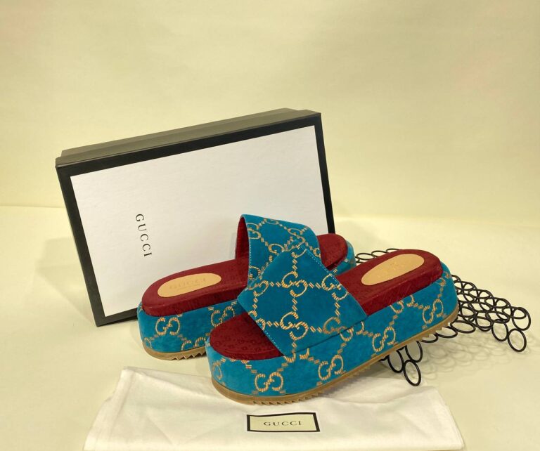 gucci terlik mavi ithal hakiki deri