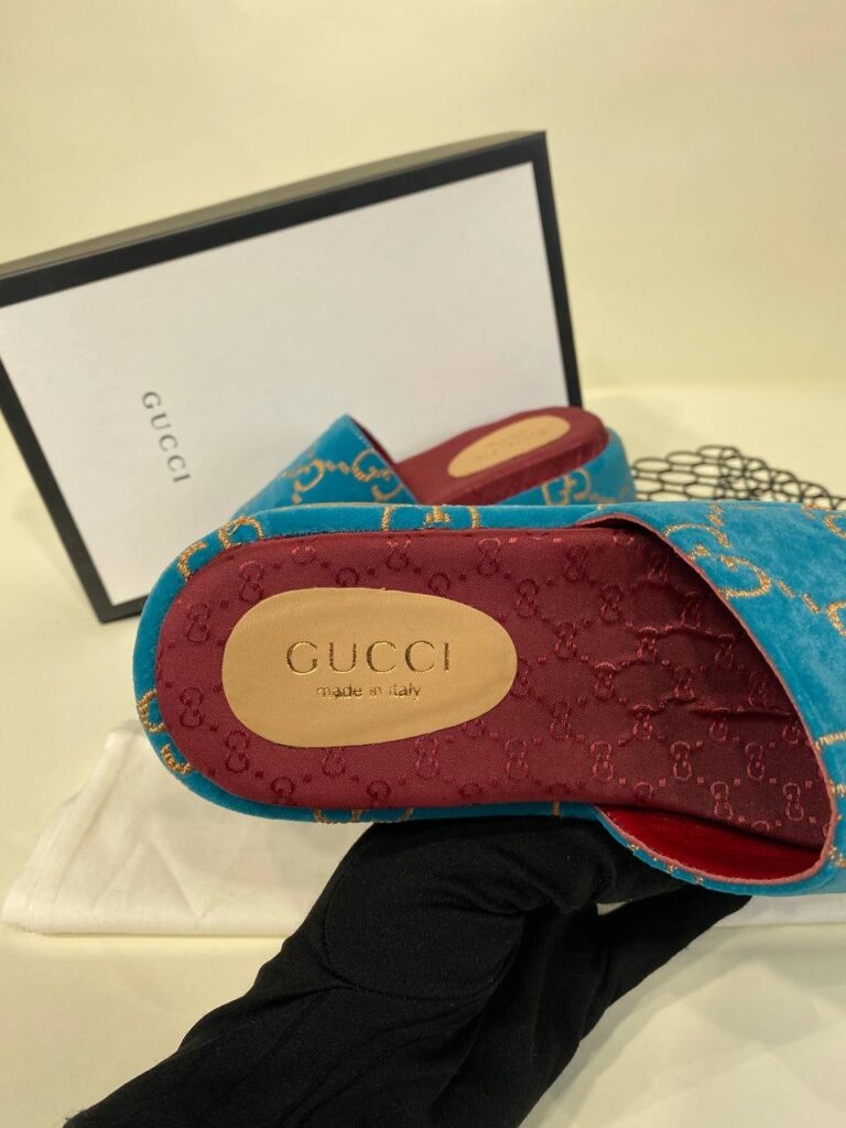 gucci terlik mavi ithal hakiki deri