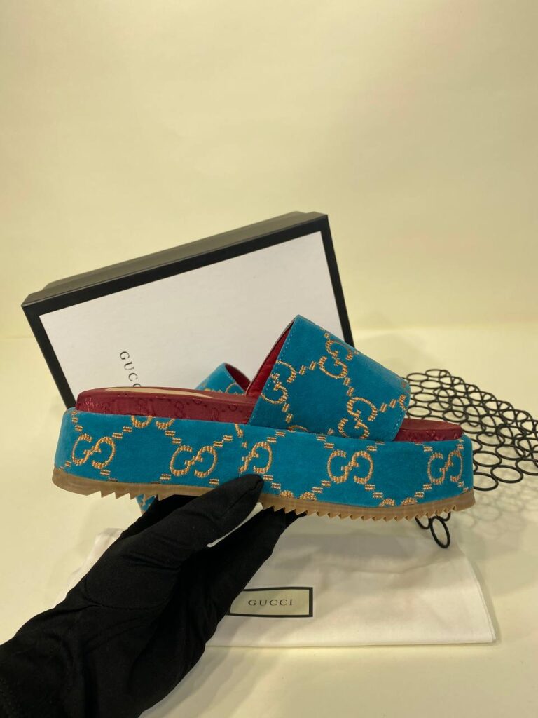 gucci terlik mavi ithal hakiki deri