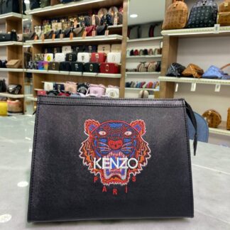 kenzo canta portfoy clutch siyah suni deri