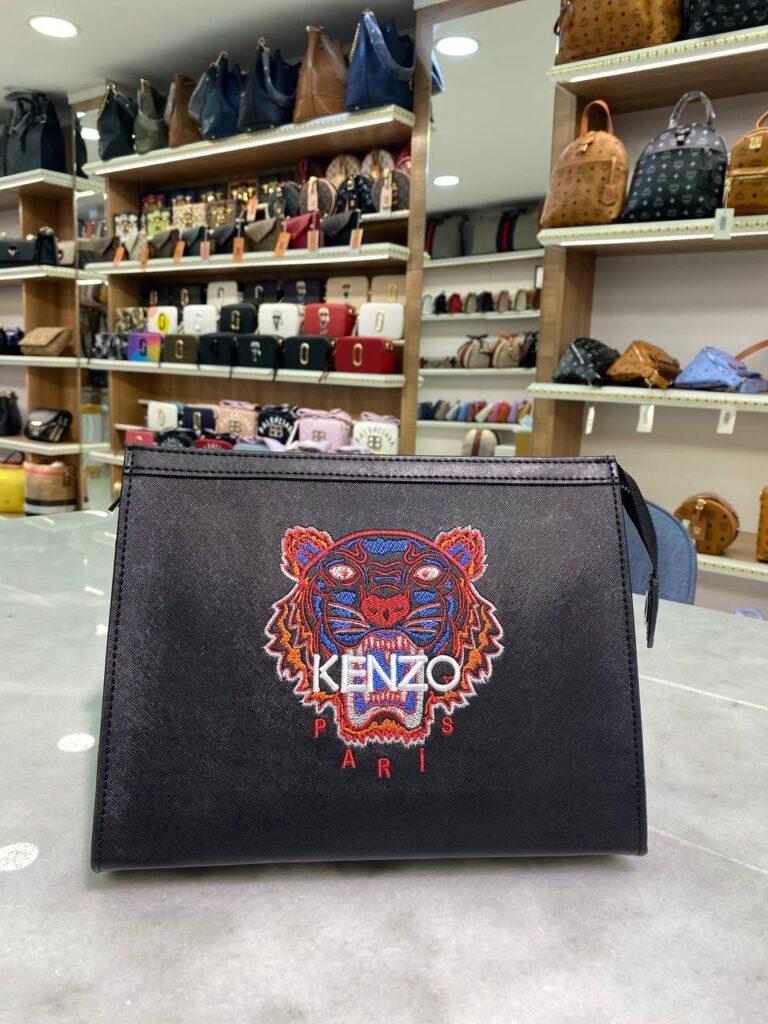 kenzo canta portfoy clutch siyah suni deri