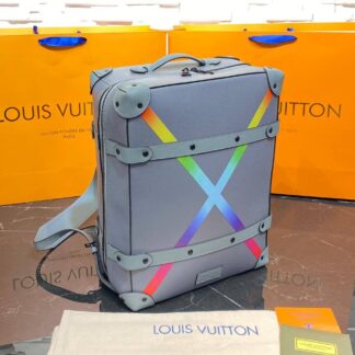 louis vuitton canta soft trunk sirt gri hakiki deri 28x38 cm