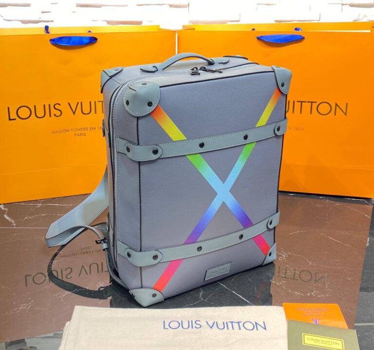 louis vuitton canta soft trunk sirt gri hakiki deri 28x38 cm
