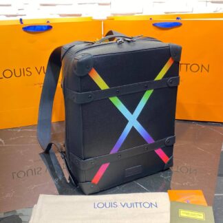 louis vuitton canta soft trunk sirt siyah hakiki deri 28x38 cm