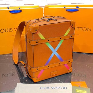louis vuitton canta soft trunk sirt turuncu hakiki deri 28x38 cm
