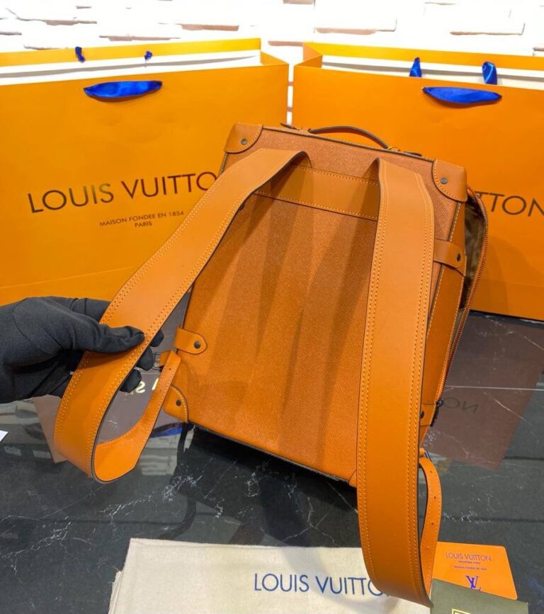 louis vuitton canta soft trunk sirt turuncu hakiki deri 28x38 cm