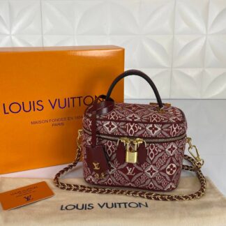 louis vuitton canta vanity pm 1854 bordo beyaz nakisli kucuk 19x13 cm
