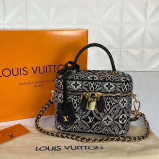 louis vuitton canta vanity pm 1854 siyah beyaz nakisli kucuk 19x13 cm