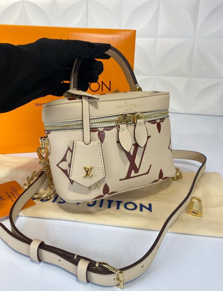 louis vuitton canta vanity pm bej deri 19x13 cm ithal