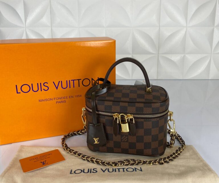 louis vuitton canta vanity pm kahve damier kucuk 19x13 cm