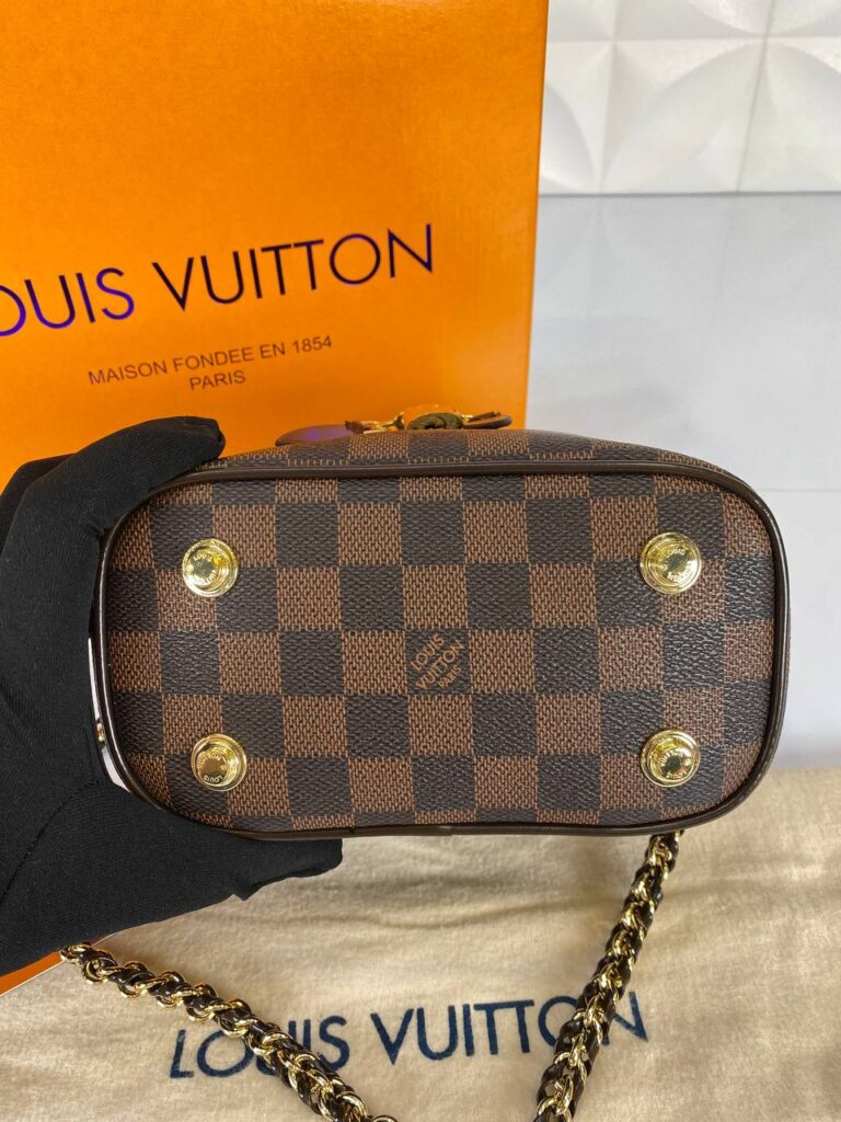 louis vuitton canta vanity pm kahve damier kucuk 19x13 cm