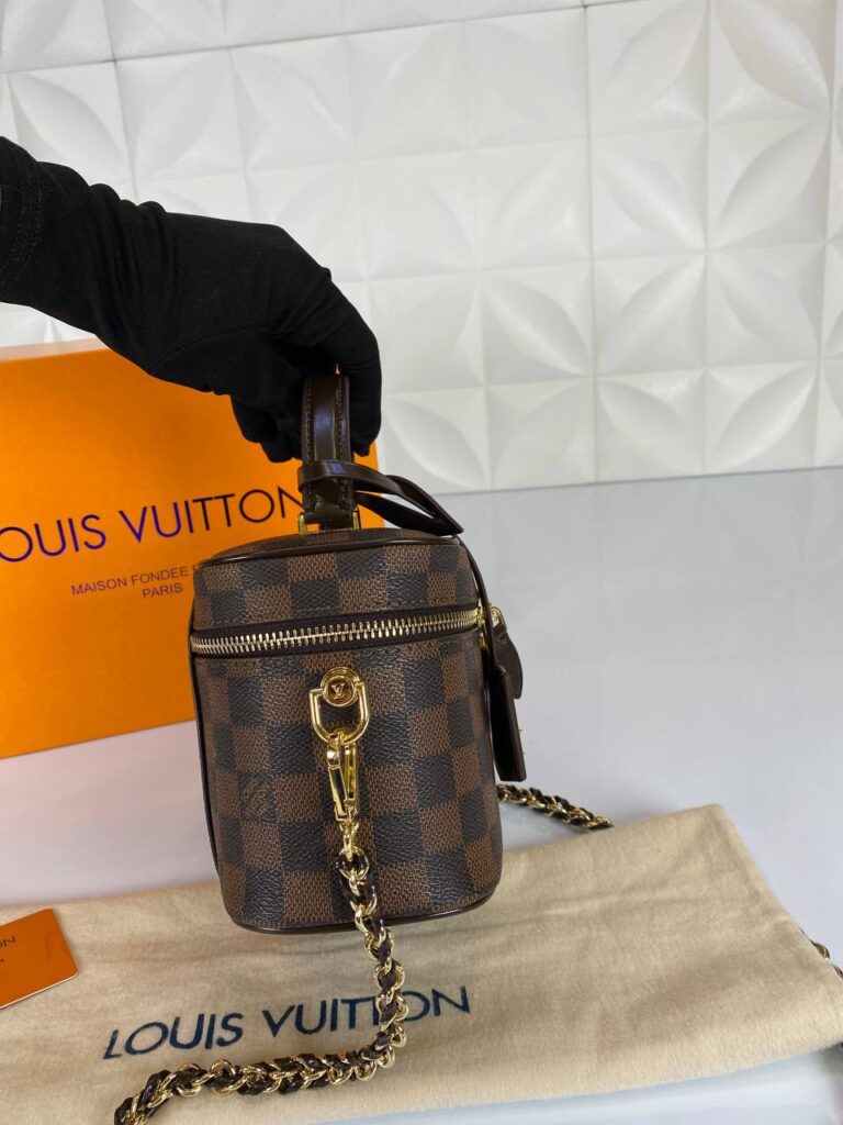 louis vuitton canta vanity pm kahve damier kucuk 19x13 cm