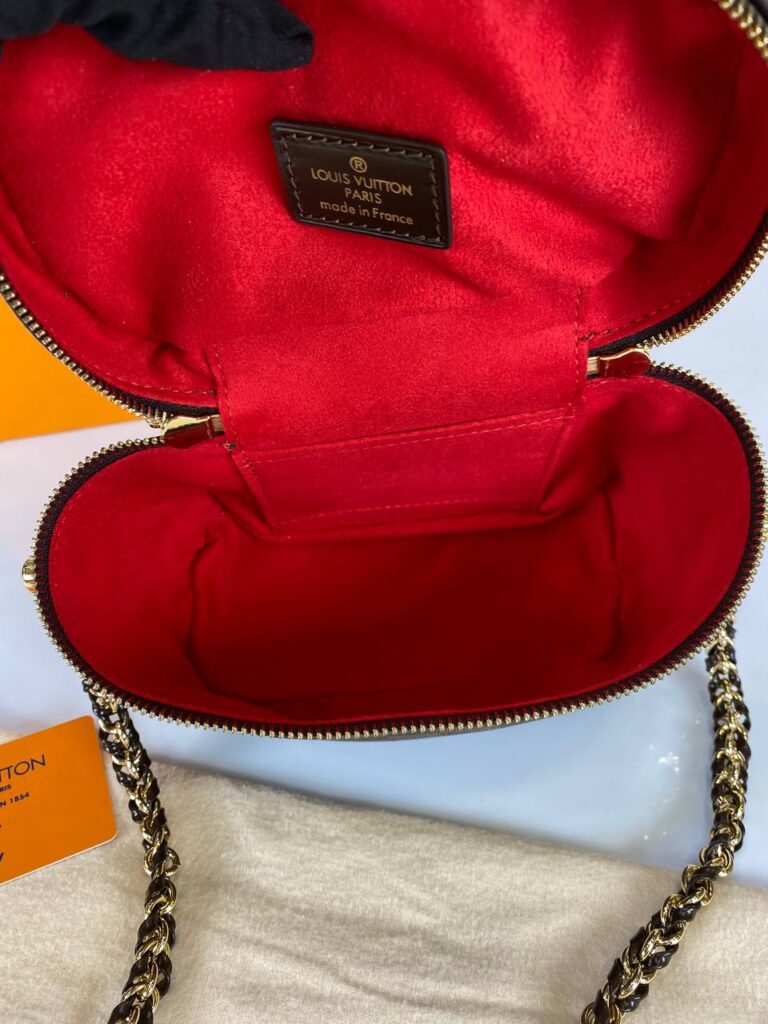 louis vuitton canta vanity pm kahve damier kucuk 19x13 cm