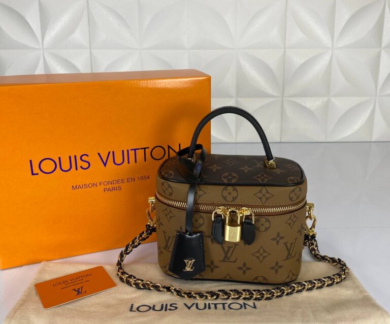 louis vuitton canta vanity pm monogram kahve kucuk 19x13 cm