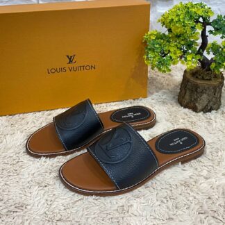 louis vuitton terlik siyah hakiki deri
