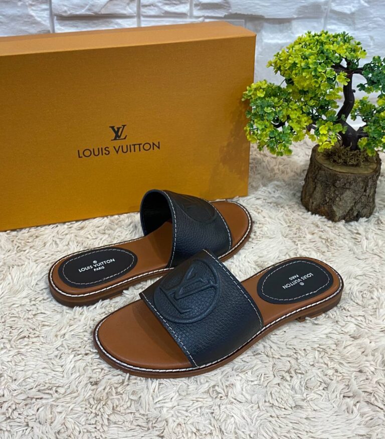 louis vuitton terlik siyah hakiki deri