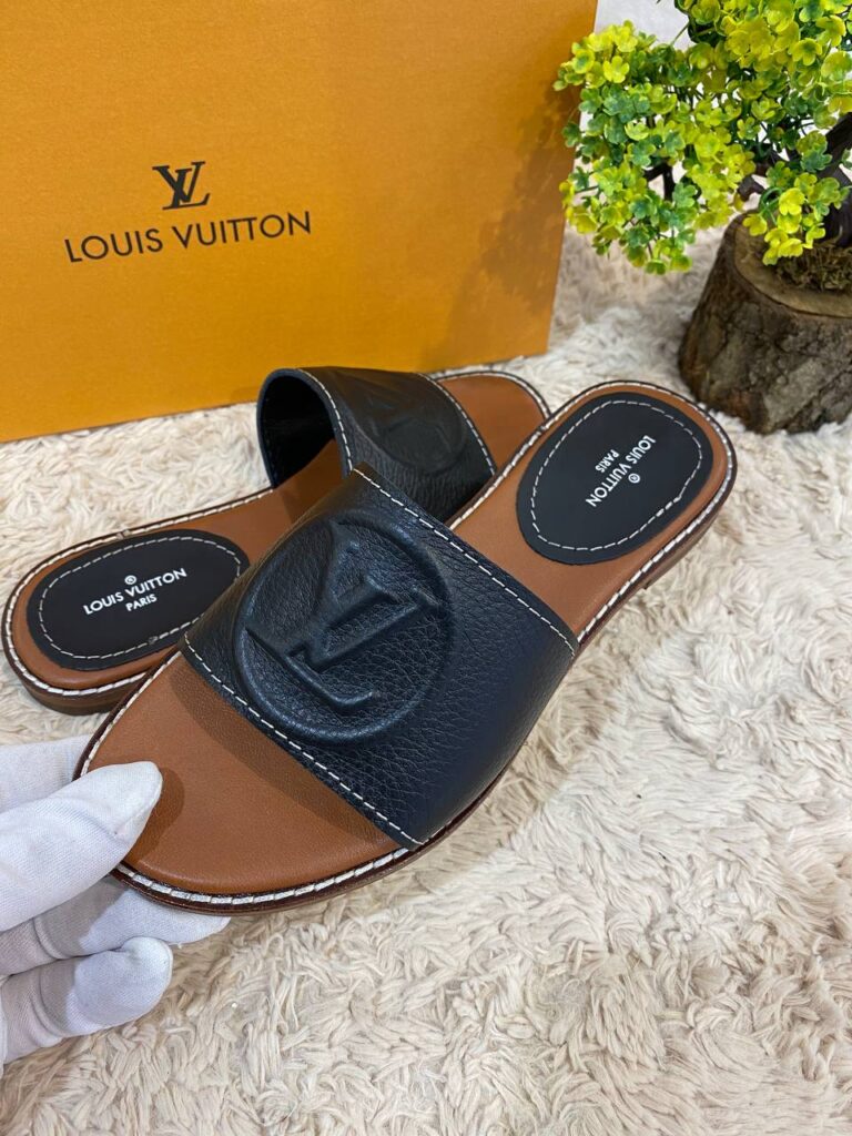 louis vuitton terlik siyah hakiki deri
