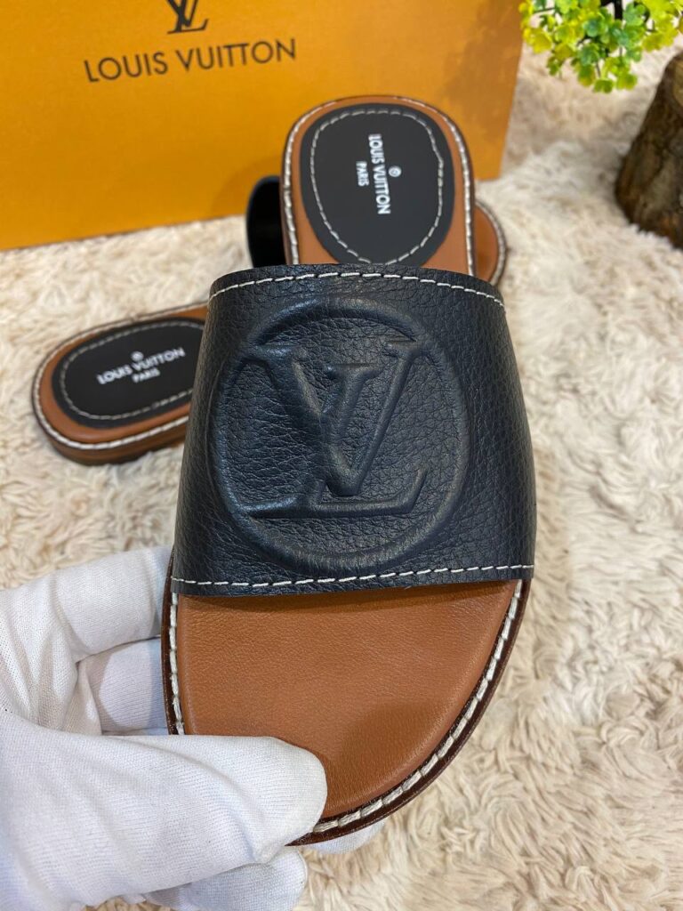 louis vuitton terlik siyah hakiki deri