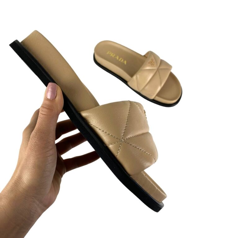 prada terlik quilted nude deri