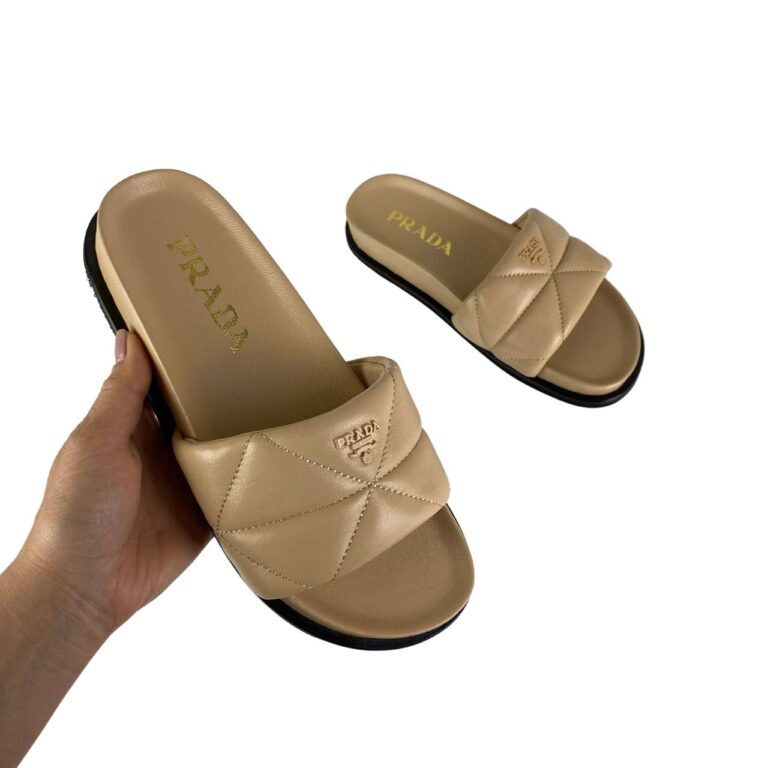 prada terlik quilted nude deri
