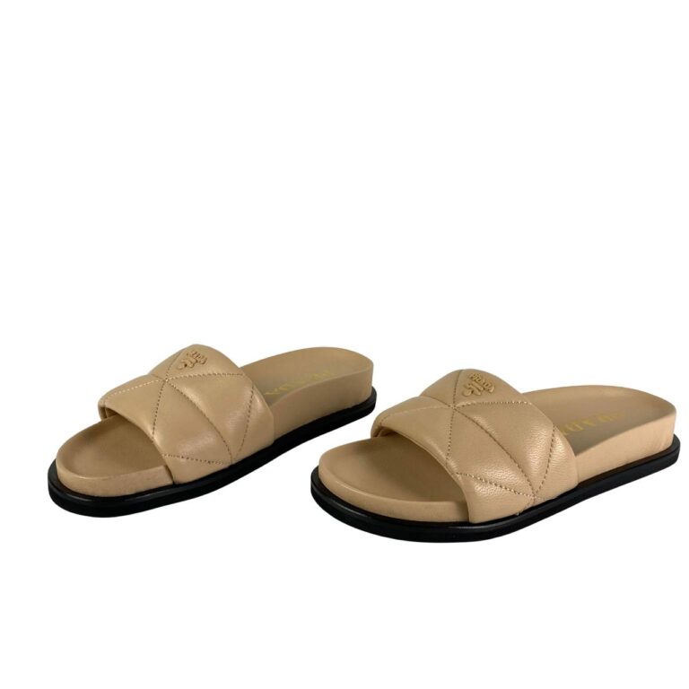 prada terlik quilted nude deri