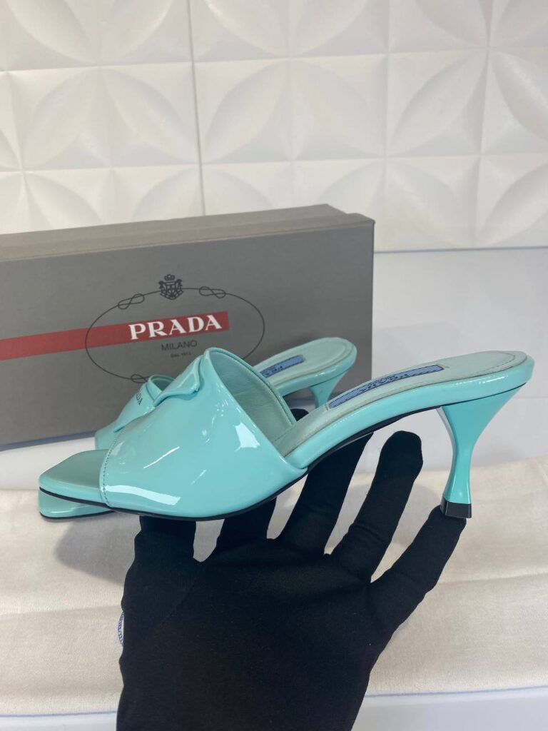 prada terlik rugan mavi topuklu 9 cm ithal