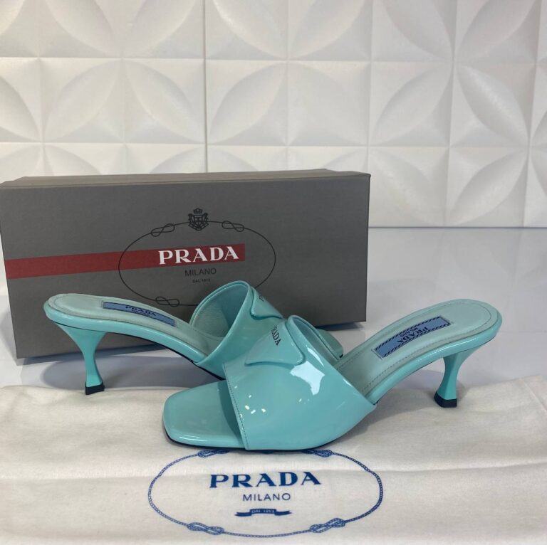 prada terlik rugan mavi topuklu 9 cm ithal