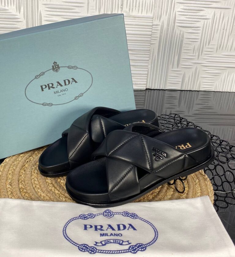 prada terlik siyah hakiki deri ithal