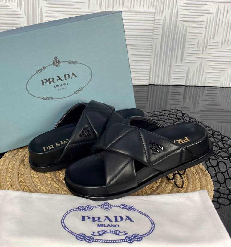 prada terlik siyah hakiki deri ithal