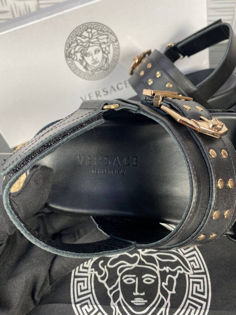 versace terlik sandalet siyah hakiki deri ithal