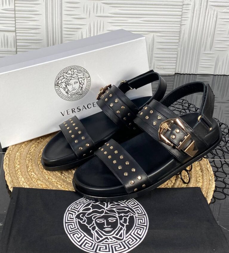 versace terlik sandalet siyah hakiki deri ithal