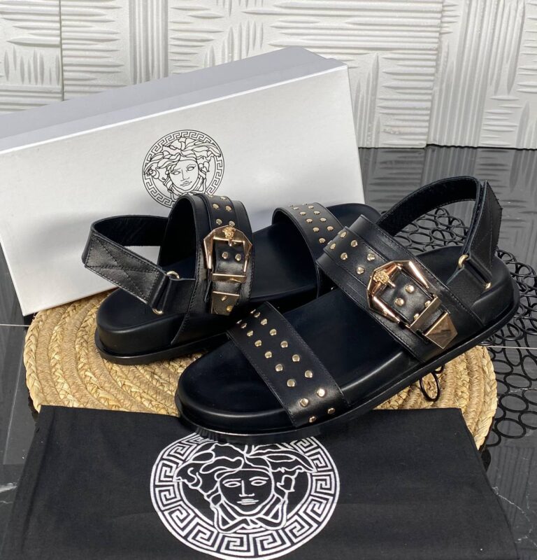 versace terlik sandalet siyah hakiki deri ithal