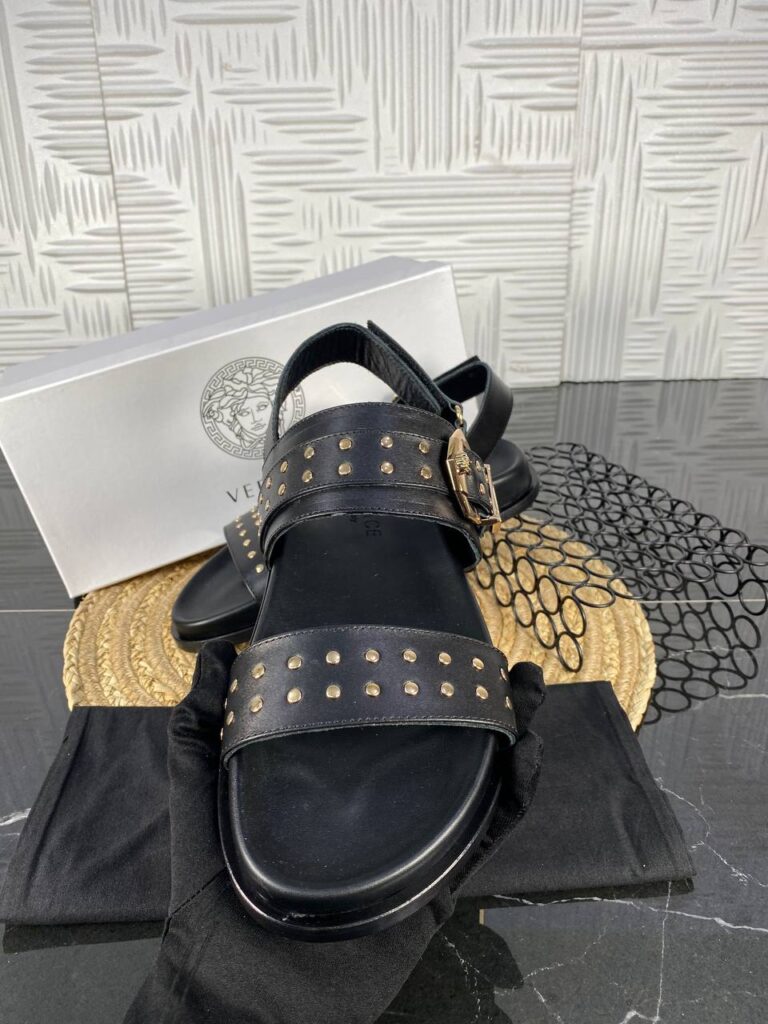 versace terlik sandalet siyah hakiki deri ithal
