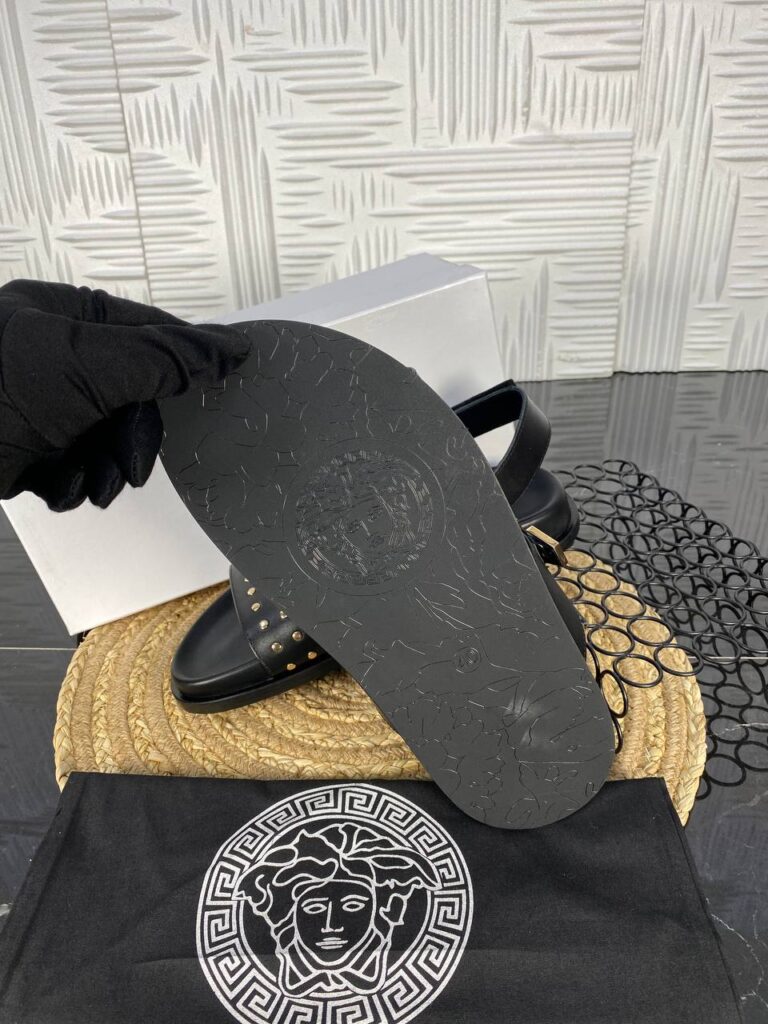 versace terlik sandalet siyah hakiki deri ithal