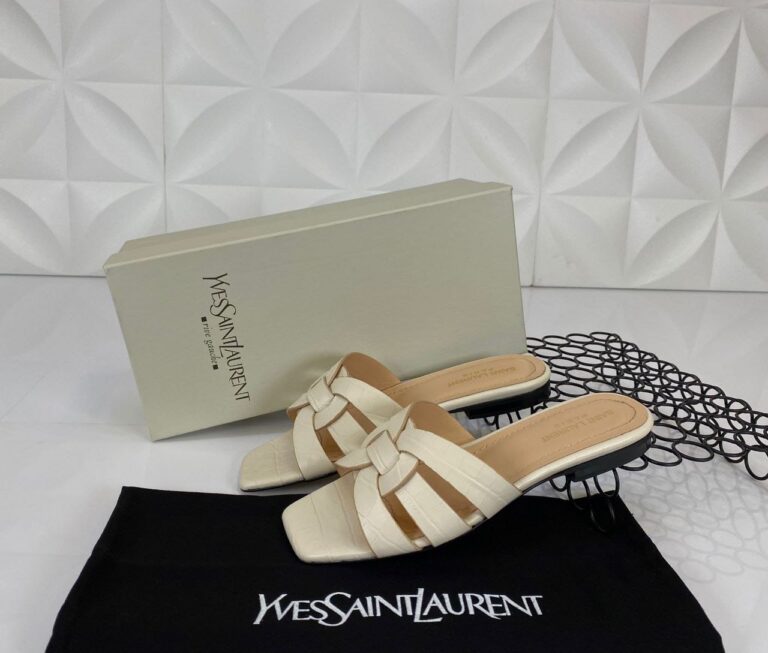 yves saint laurent terlik krem croco deri