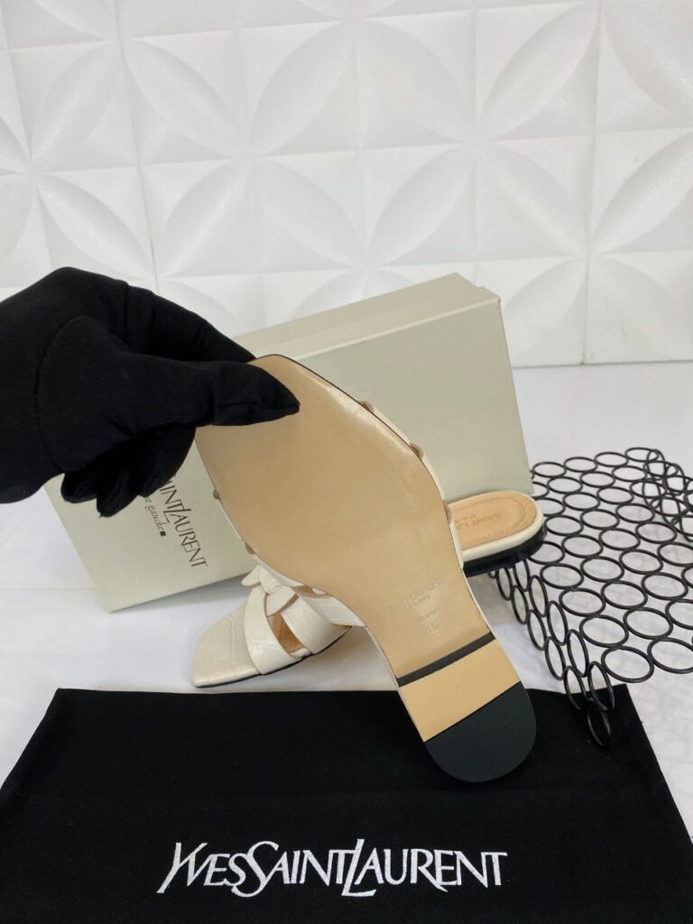 yves saint laurent terlik krem croco deri